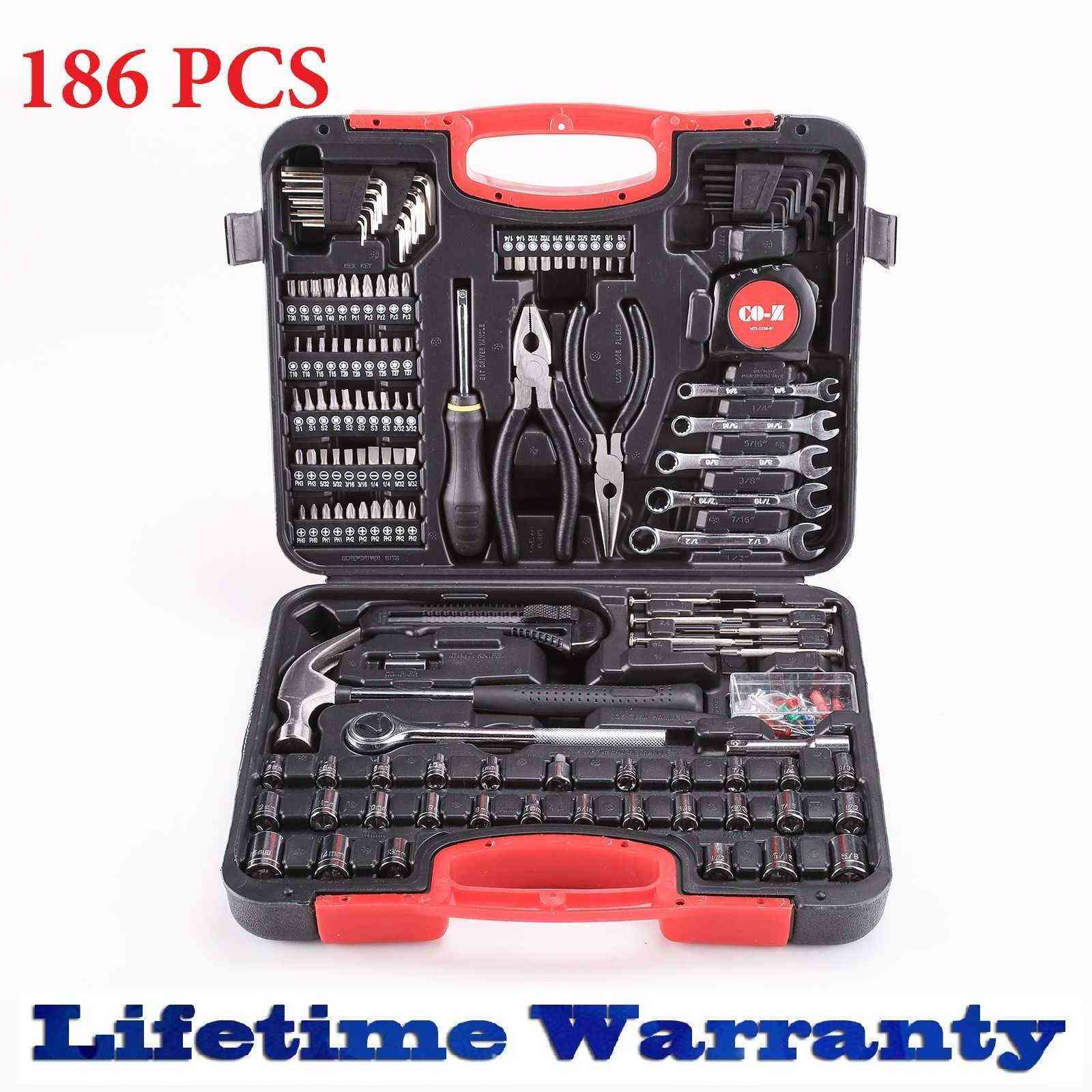 186pcs Tool Set & Case Auto Home Repair Kit SAE Metric LIFETIME ... - S L1600 6 26