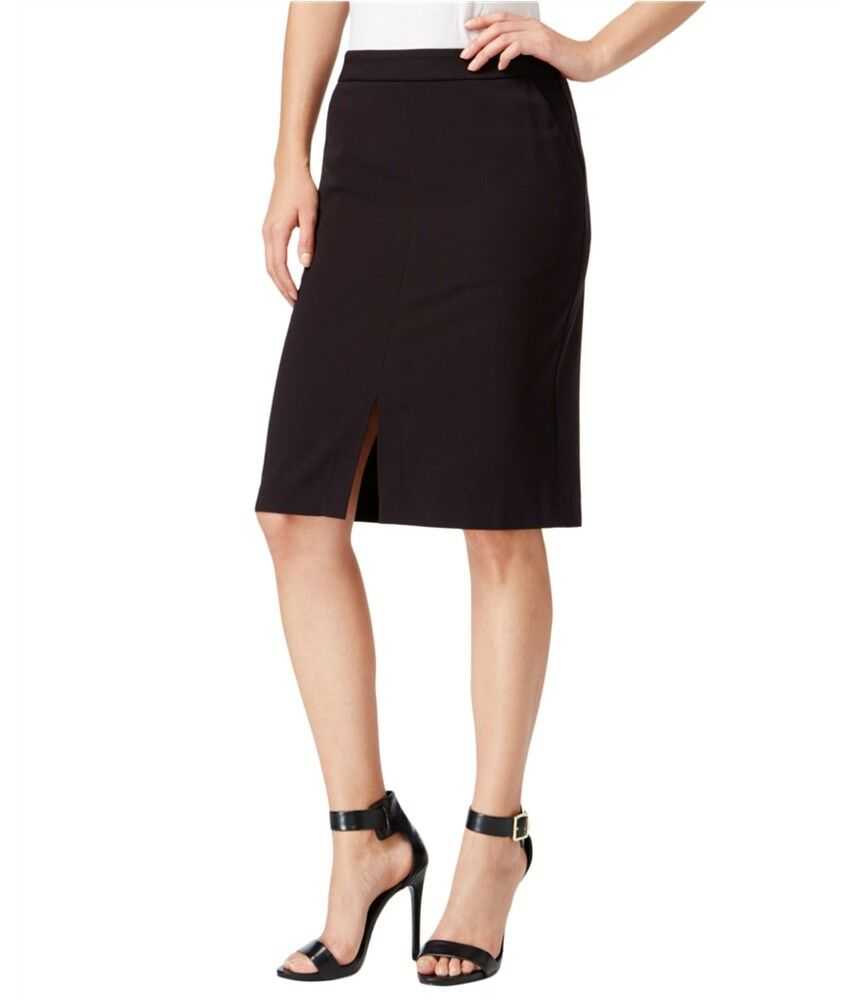Kensie Womens Front Slit Pencil Skirt, black, 4 - DBargains