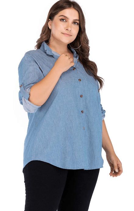 Women Solid Color Textured Shirt | CurveGirl - DBargains