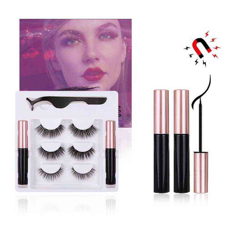 3 Pairs Magnetic Eyelashes with Eyeliner Kit, Natural Look & Glamnetic ...