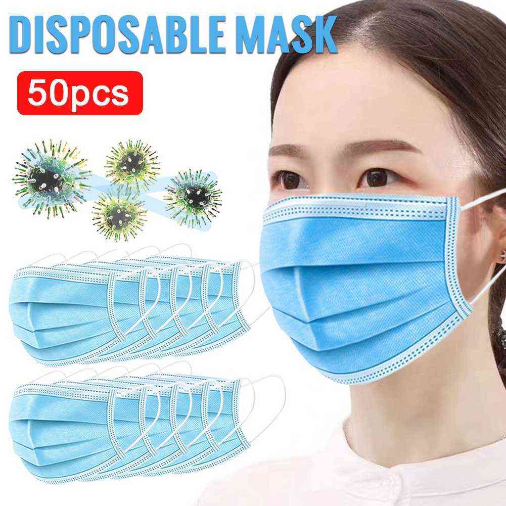 50 Pcs Pack Disposable Face Mask 3 Ply Anti Dust Mouth Mask Ear Loop Priceelf Dbargains