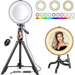 Selfie Ring Light – 14 Colors RGB Ring Light with 2 Adjustable Tripod Stand/Phone Holder/Camera Remote Shutter Best 10 Brightness Levels Dimmable LED Ring Light for Makeup,YouTube, Photography